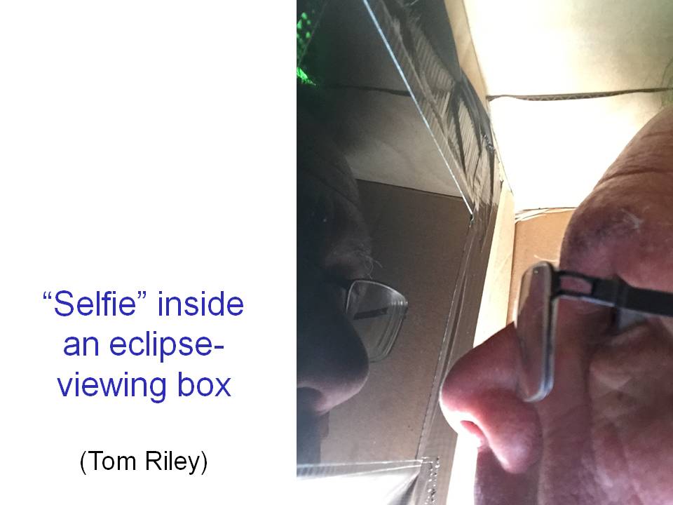 Selfie inside an eclipse viewing box (with flash)