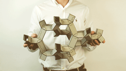 An animated gif of a transforming structure developed by scientists at Harvard.